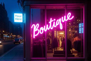 Iögonfallande neonskylt för butik