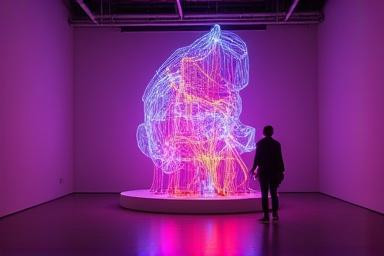 Unikt neonverk i konstgalleri