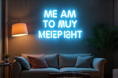 Neonskylt med inspirerande citat i privat hem