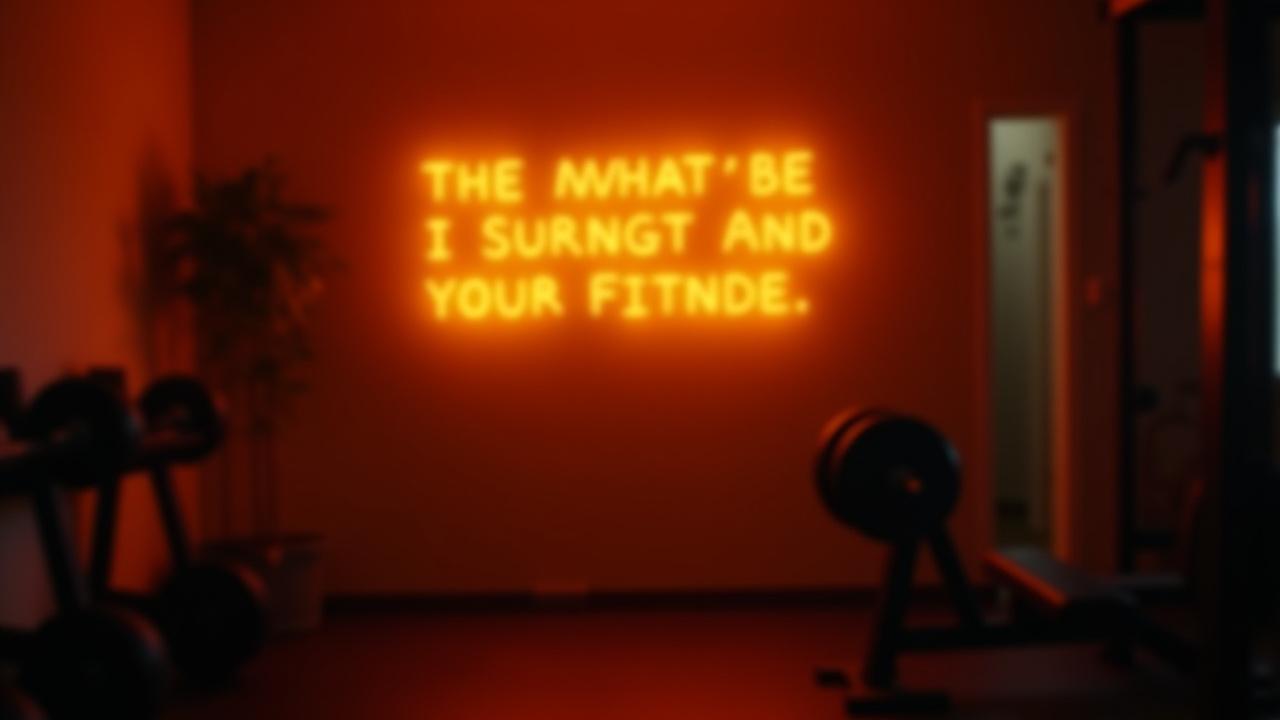 Karusellbild 3: Personlig neondekor för ett hemmagym med motiverande citat